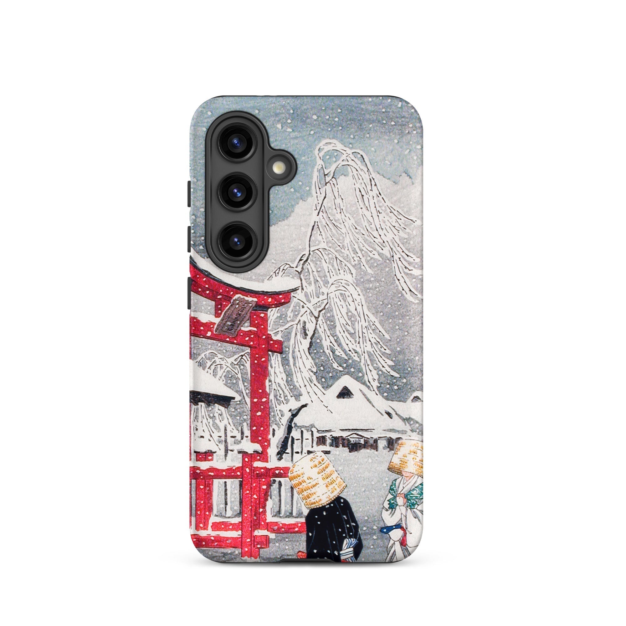 Okabe in Snow Hiroaki Takahashi Samsung Case, Galaxy S24 / Matte, Smartphone Case Japanese Style Winter Scene Red Torii Gate