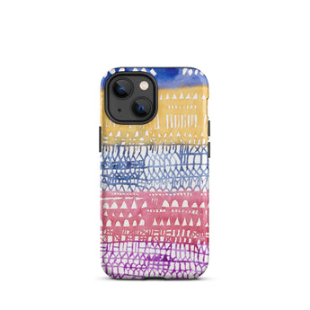 Old City - Paul Klee Phone Case Iphone 13 Mini / Matte Vibrant Watercolor-style Horizontal Bands Blue Yellow, Tunisian Medina Labyrinth,