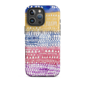 Old City - Paul Klee Phone Case Iphone 16 Pro Max / Matte Vibrant Watercolor-patterned Phone Case Horizontal Bands Blue Yellow Paul Klee