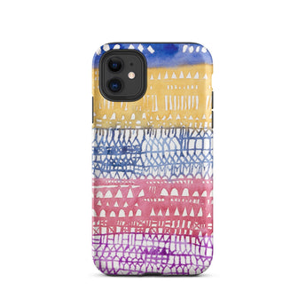 Old City - Paul Klee Phone Case Iphone 11 / Matte Vibrant Watercolor-patterned Phone Case Horizontal Bands Blue Yellow Paul Klee Iphone