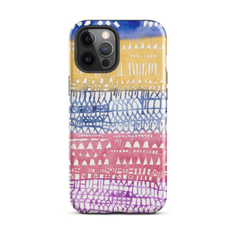 Old City - Paul Klee Phone Case Iphone 12 Pro Max / Gloss Vibrant Watercolor-patterned Phone Case Horizontal Bands Blue Yellow Paul Klee