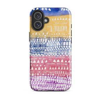 Old City - Paul Klee Phone Case Iphone 16 Plus / Gloss Vibrant Watercolor-patterned Phone Case Horizontal Bands Blue Yellow Paul Klee
