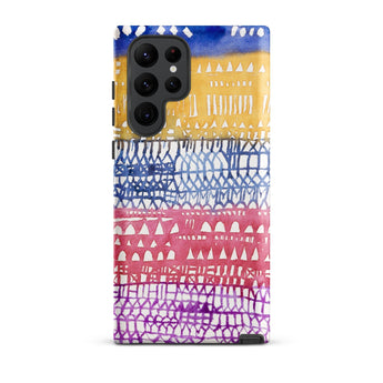 Old City - Paul Klee Phone Case Samsung Galaxy S22 Ultra / Matte Vibrant Watercolor-patterned Phone Case Horizontal Bands Blue Yellow Paul