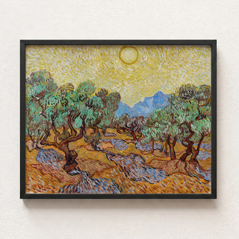 Framed Reproduction Vincent Van Gogh’s Olive Trees Yellow Gogh, Sun-drenched Provençal Groves, Post-impressionist Print