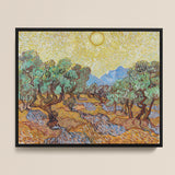 Framed Reproduction Vincent Van Gogh’s Olive Trees Yellow Gogh, Sun-drenched Provençal Groves, Post-impressionist Print