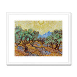 Olive Trees too - Vincent Van Gogh Art Print, Gogh’s Painting Olive Trees Bright Yellow Sun