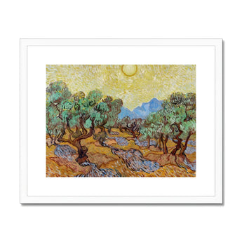 Olive Trees too - Vincent Van Gogh Art Print, Gogh’s Painting Olive Trees Bright Yellow Sun