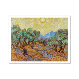 Olive Trees too - Vincent Van Gogh Art Print, Gogh’s Painting Olive Trees Bright Yellow Sun