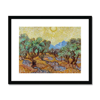 Olive Trees too - Vincent Van Gogh Art Print, Gogh’s Painting Olive Grove Bright Yellow Sun