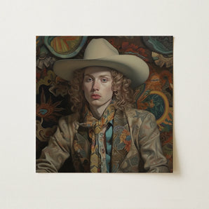 Ollie - Dandy Transgender Cowboy Art Print / Canvas, 12x12’’ / 31x31cm / Unframed / no Border, Posters Prints & Visual Artwork, Toby Leon