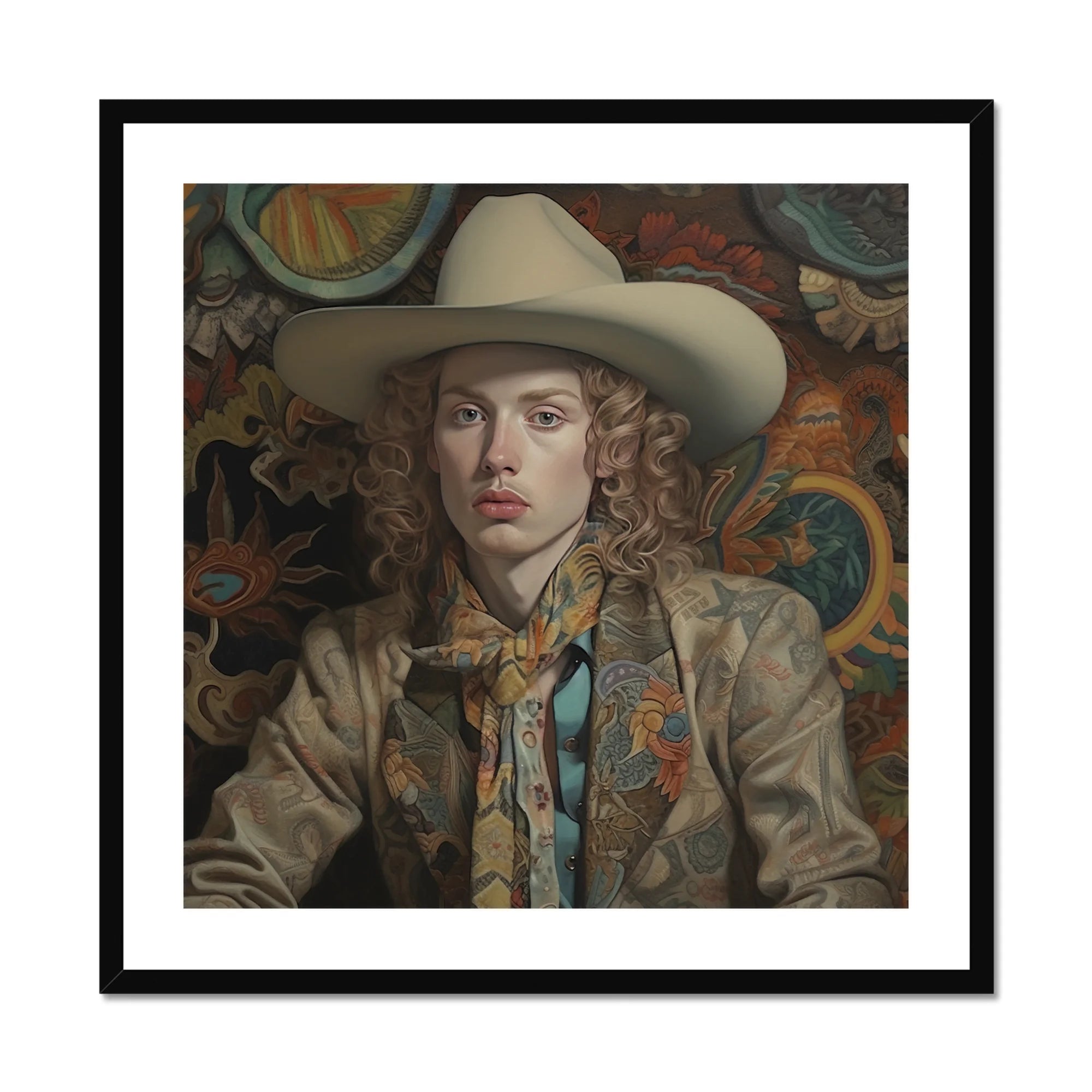 Ollie - Dandy Transgender Cowboy Art Print, Framed Portrait Cowboy