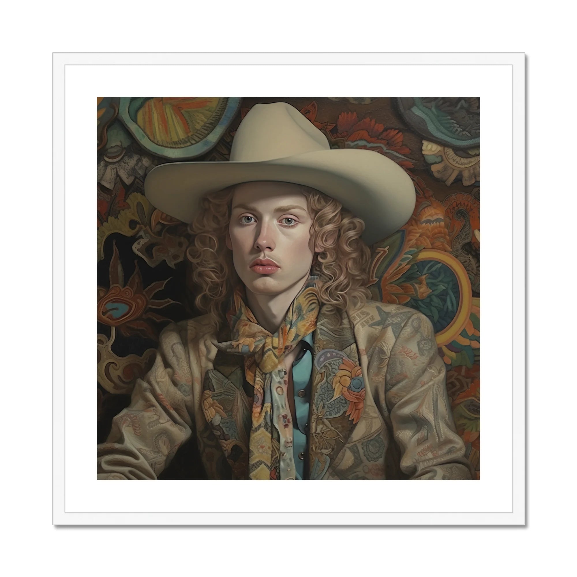 Ollie - Dandy Transgender Cowboy Art Print, Framed Portrait Cowboy