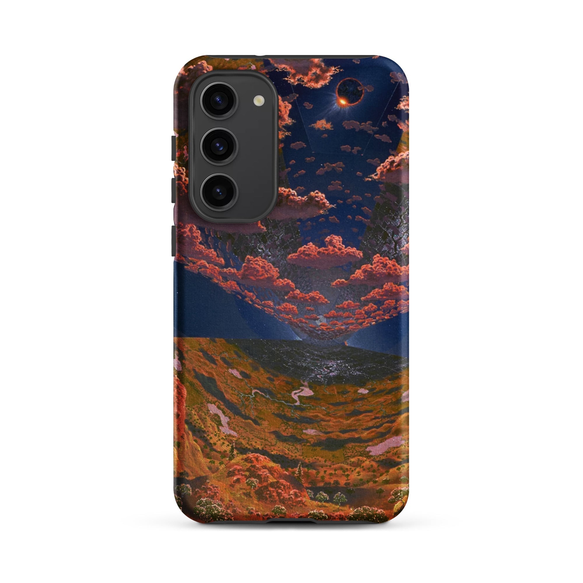 The O’neill Cylinder Don Davis Samsung Case, Galaxy S23 Plus / Matte, Smartphone Case Vibrant Surreal Landscape Design Orange Clouds