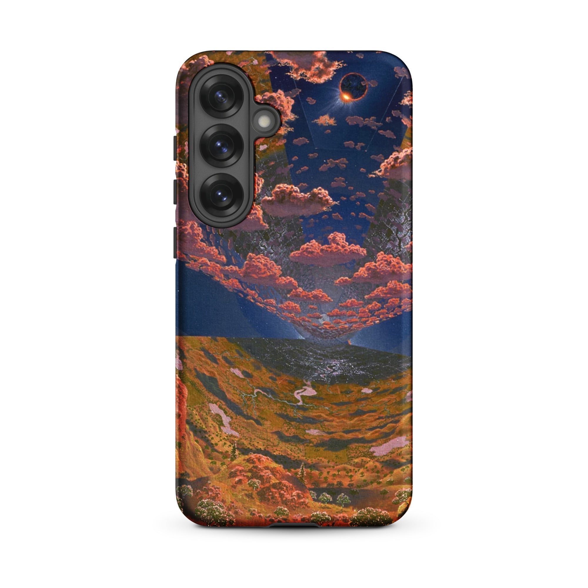 The O’neill Cylinder Don Davis Samsung Case, Galaxy S25 Plus / Matte, Phone Case Surreal Landscape Inverted Sky Vibrant Clouds