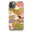 Oni Peacock Cat and Shishi - Utagawa Kunisada Iphone Case, 11 Pro Max / Matte, Iphone Case Traditional Japanese Art Peacocks Floral Patterns