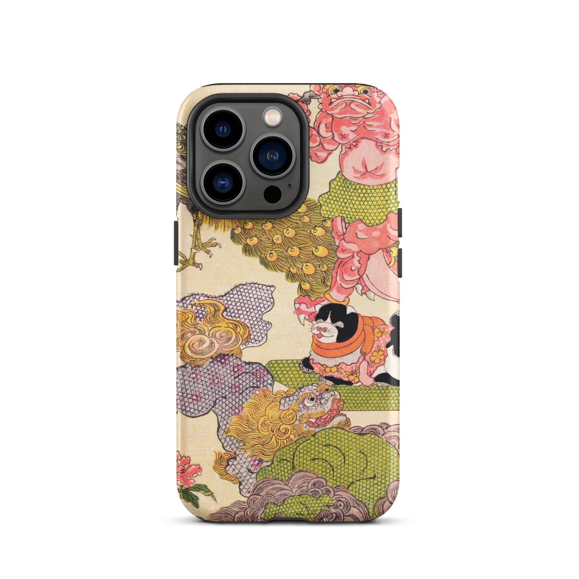 Oni Peacock Cat and Shishi - Utagawa Kunisada Iphone Case, 13 Pro / Matte, Artistic Phone Case