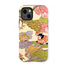 Oni Peacock Cat and Shishi - Utagawa Kunisada Iphone Case, 13 Mini / Matte, Kite-952639589, Phone Case Colorful