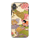 Oni Peacock Cat and Shishi - Utagawa Kunisada Iphone Case, Xs / Matte, Phone Case Japanese-style Floral Peacock Pattern Pink Green