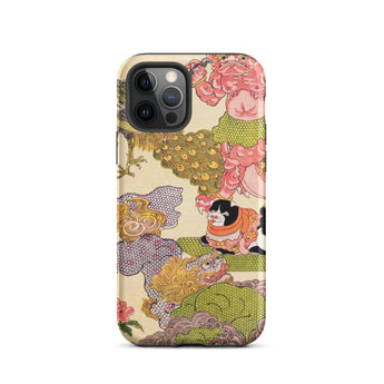 Oni Peacock Cat and Shishi - Utagawa Kunisada Phone Case Iphone 12 Pro / Matte Artistic Phone Case Utagawa Kunisada’s Astonishing,