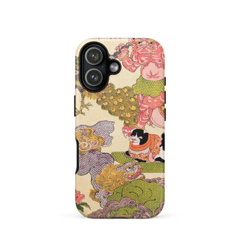 Oni Peacock Cat and Shishi - Utagawa Kunisada Phone Case Iphone 17 / Matte Iphone 12 Case Colorful Cartoon Characters Floral Patterns