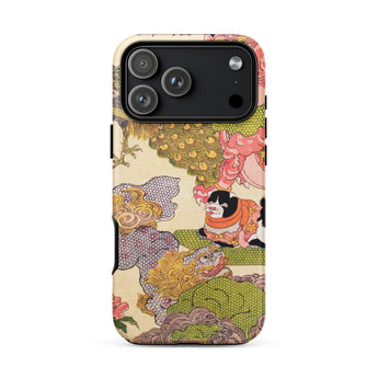 Oni Peacock Cat and Shishi - Utagawa Kunisada Phone Case Iphone 17 Pro Max / Matte Iphone 12 Pro Max Case Colorful Cartoon Penguin Utagawa