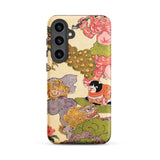 Oni Peacock Cat and Shishi - Utagawa Kunisada Phone Case Samsung Galaxy S24 Plus / Matte Vibrant Vintage-style Phone Case Detailed