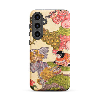 Oni Peacock Cat and Shishi - Utagawa Kunisada Phone Case Samsung Galaxy S24 Plus / Matte Vibrant Vintage-style Phone Case Detailed