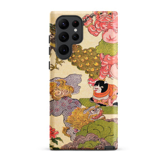 Oni Peacock Cat and Shishi - Utagawa Kunisada Samsung Case, Galaxy S22 Ultra / Matte, Smartphone Case Adorned Colorful Intricate