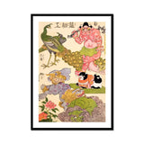 Oni Peacock Shishi Cat and Insect - Utagawa Kunisada Art Print, Framed Japanese Print