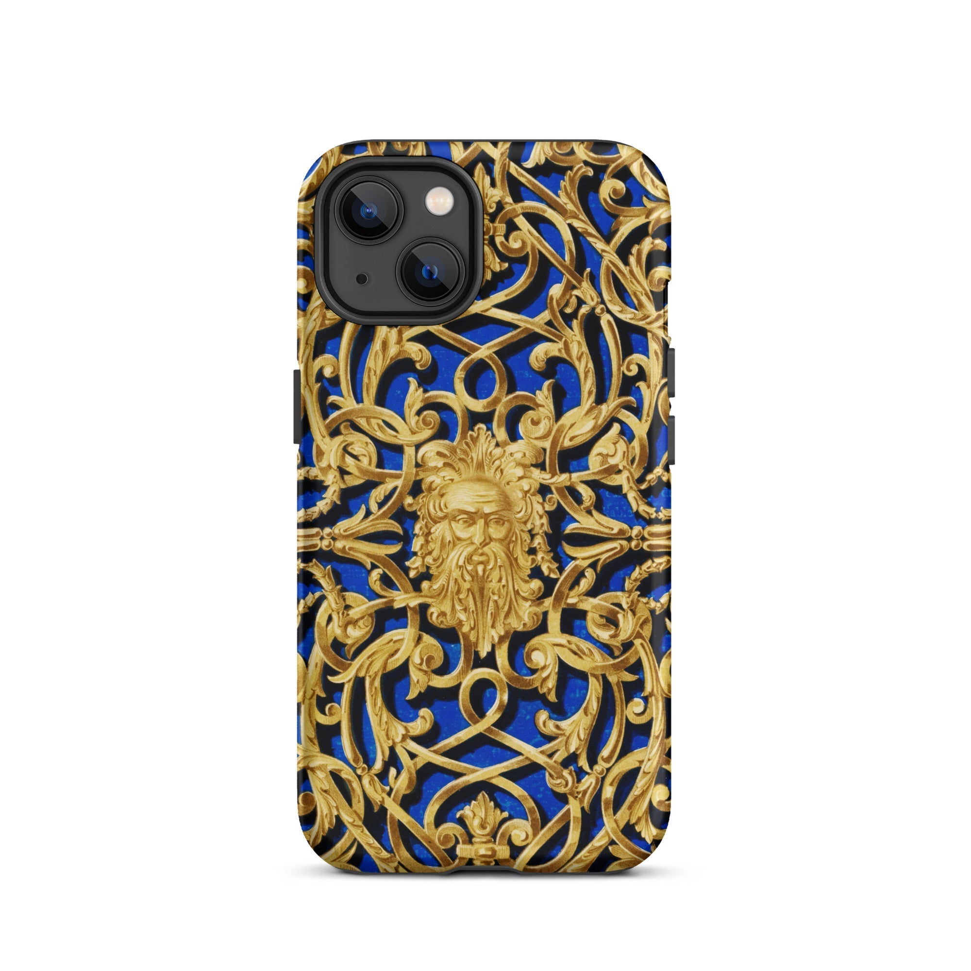 Open Work Panel Matthew Digby Wyatt Iphone Case, 13 / Matte, Blue Gold Ornate Phone Case