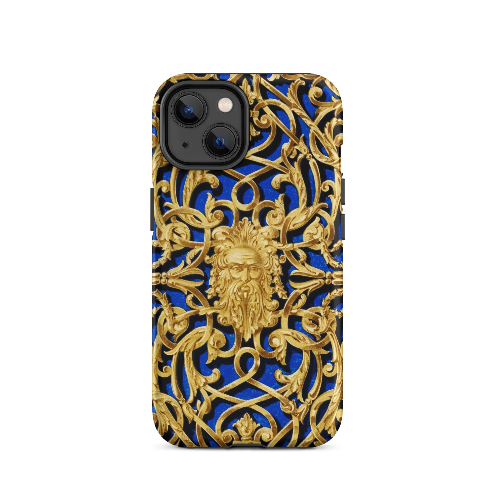 Open Work Panel Matthew Digby Wyatt Iphone Case, 14 / Matte, Blue Gold Ornate Phone Case