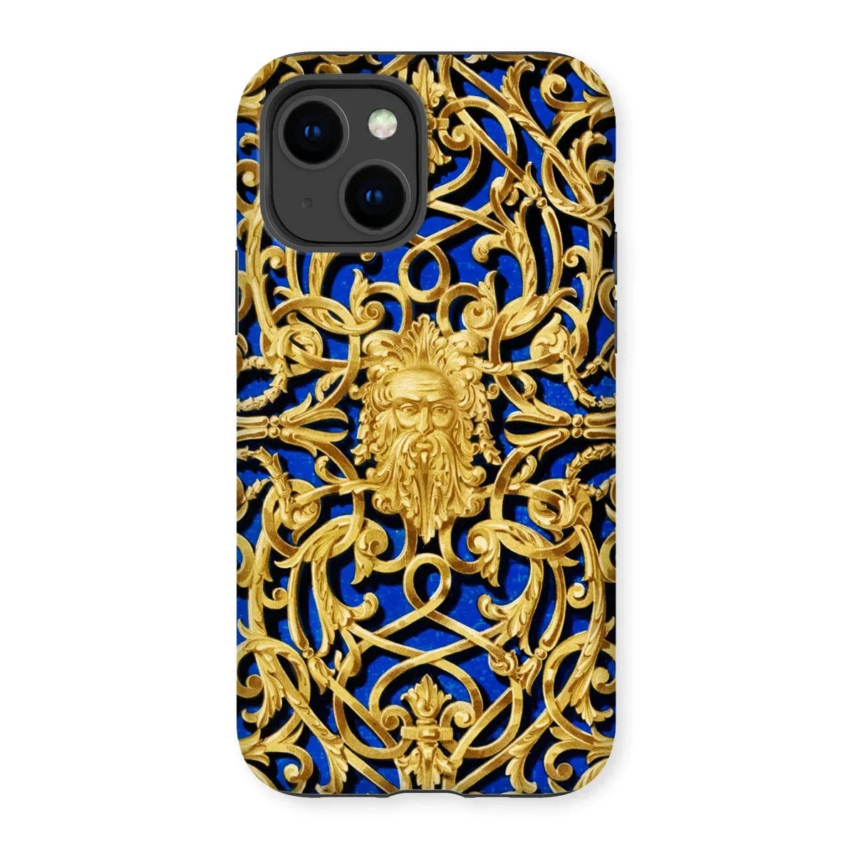 Open-work Panel - Matthew Digby Wyatt Iphone Case, 14 / Matte, Ornate Gold-patterned Phone Case Bearded Face Design Blue