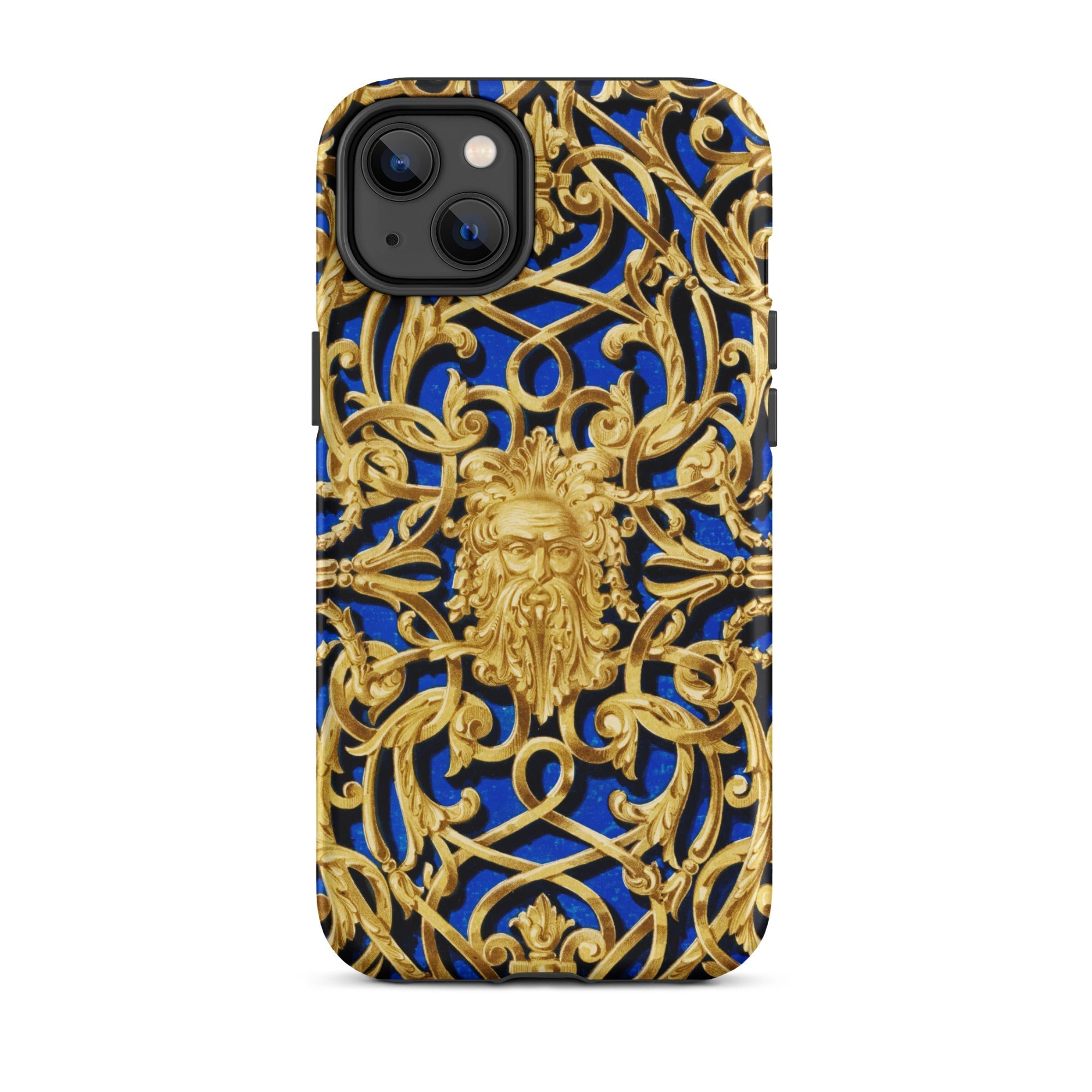 Open Work Panel Matthew Digby Wyatt Iphone Case, 14 Plus / Matte, Ornate Gold Blue Phone Case