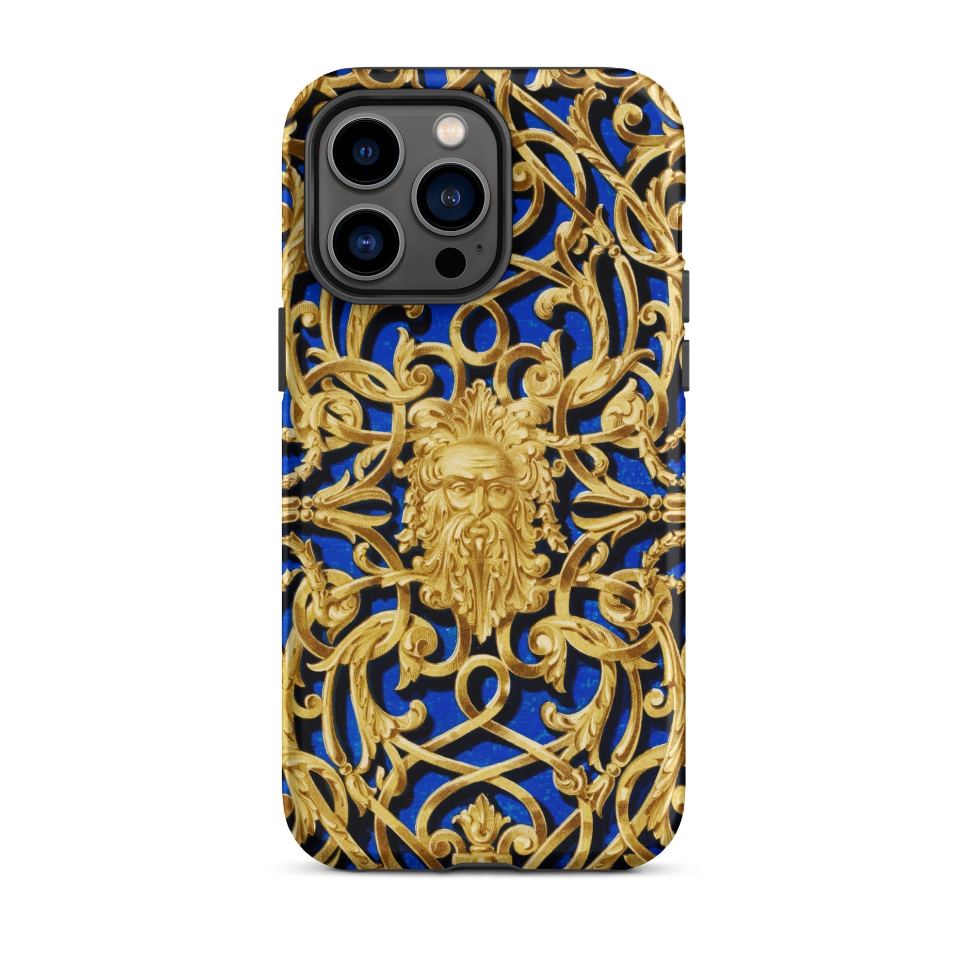 Open Work Panel Matthew Digby Wyatt Iphone Case, 14 Pro Max / Matte, Blue Gold Ornate Phone Case