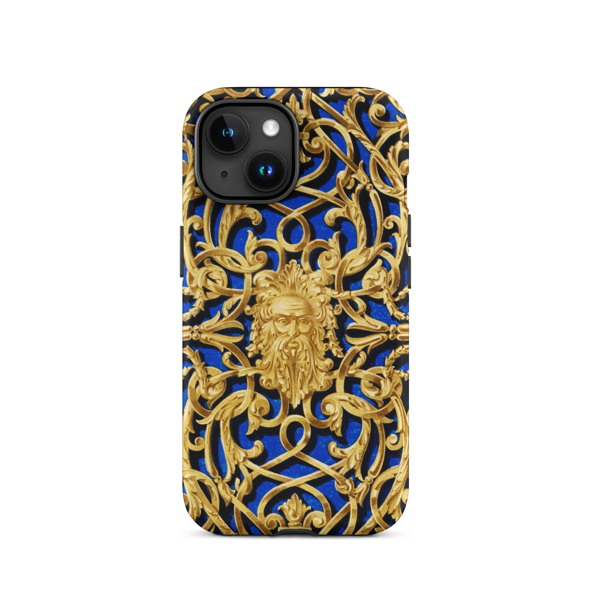 Open Work Panel Matthew Digby Wyatt Iphone Case, 15 / Matte, Blue Gold Patterned Phone Case