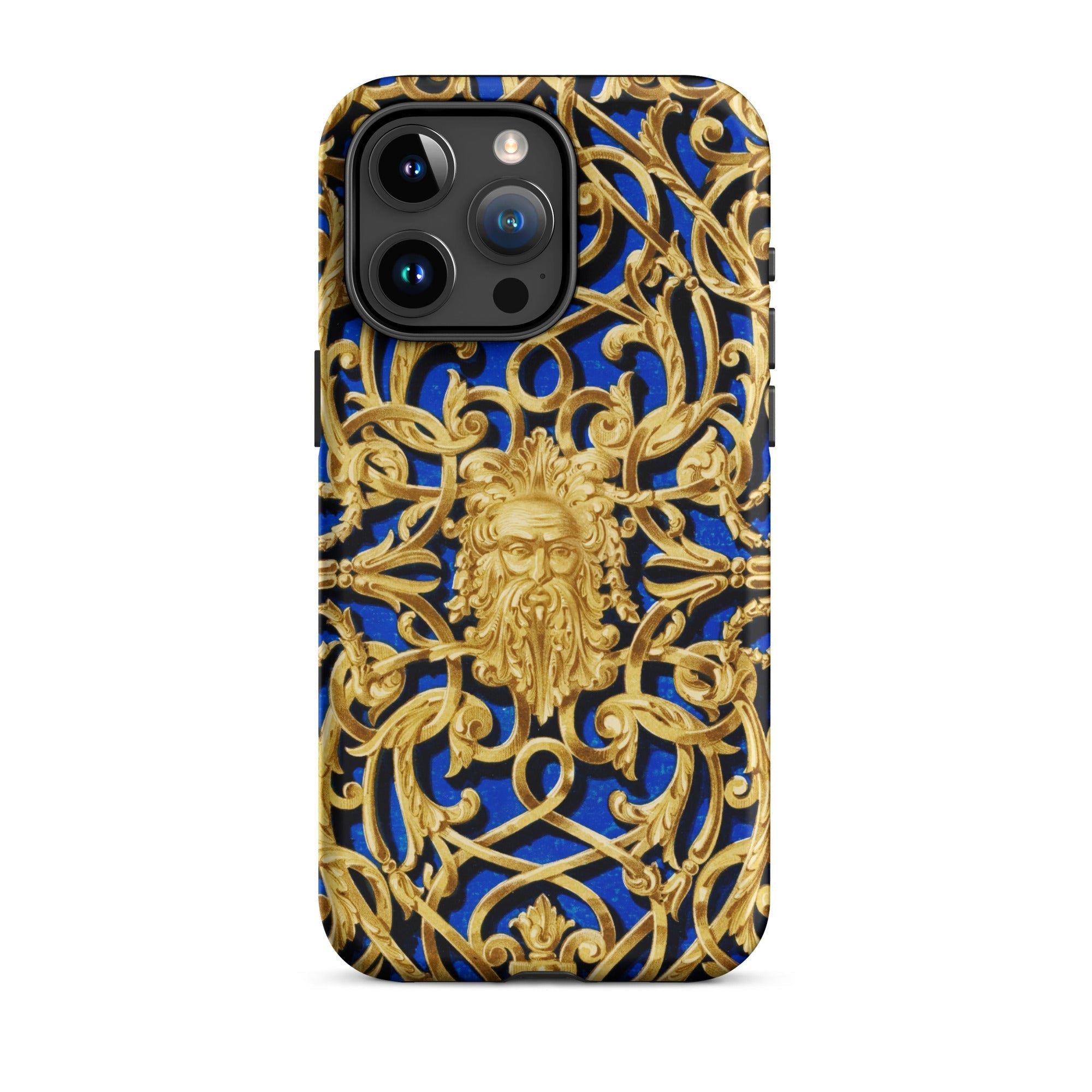 Open Work Panel Matthew Digby Wyatt Iphone Case, 15 Pro Max / Matte, Blue Gold Ornate Phone Case
