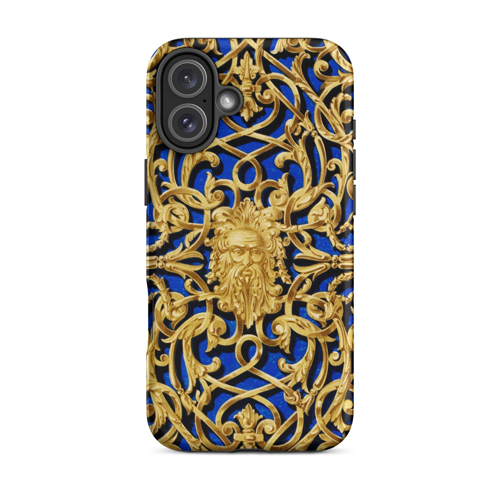 Open Work Panel Matthew Digby Wyatt Iphone Case, 16 Plus / Matte, Blue Gold Ornate Phone Case