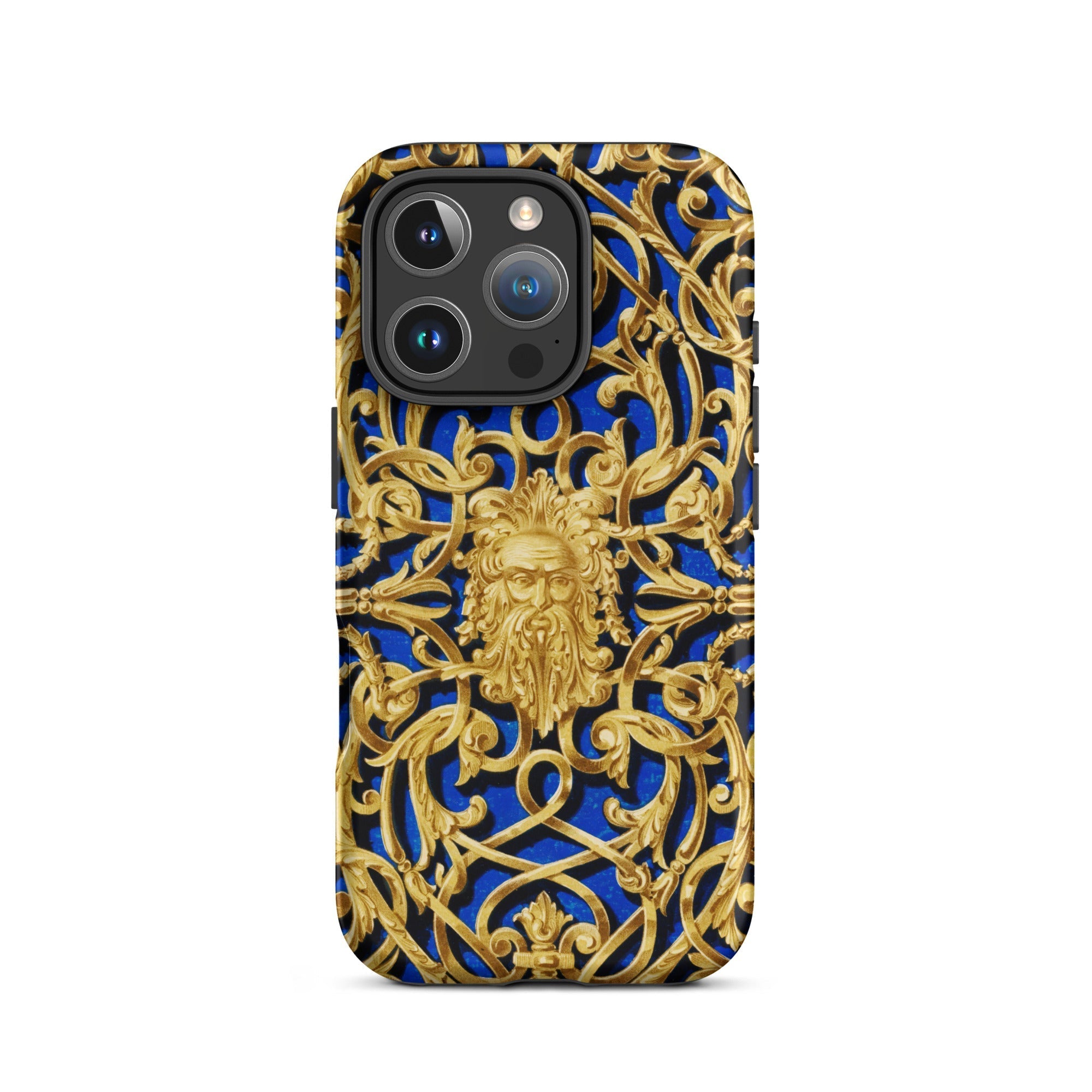 Open Work Panel Matthew Digby Wyatt Iphone Case, 16 Pro / Matte, Blue Gold Ornate Phone Case