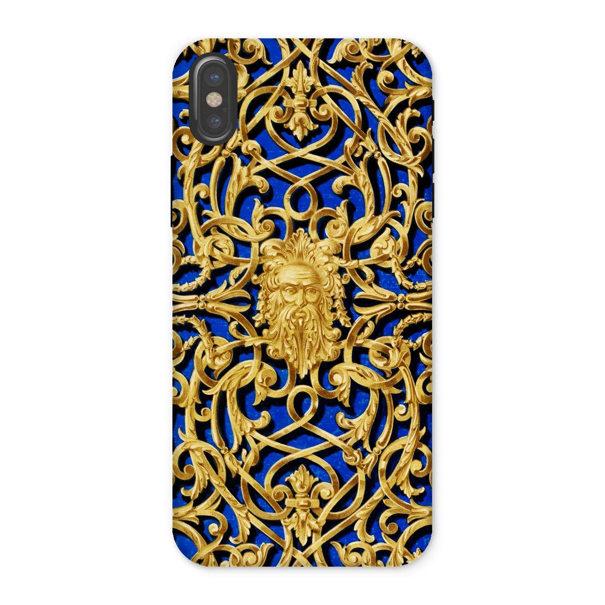 Open Work Panel Matthew Digby Wyatt Iphone Case, x / Matte, Ornate Gold Colored Phone Case Intricate Filigree Patterns Blue