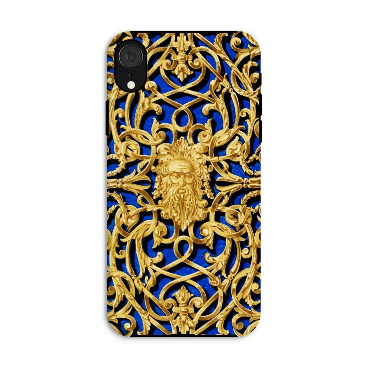 Open-work Panel - Matthew Digby Wyatt Iphone Case, Xr / Matte, Ornate Phone Case Intricate Gold Filigree Designs Blue
