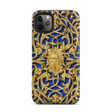 Open-work Panel - Matthew Digby Wyatt Phone Case Iphone 11 Pro Max / Matte Blue Gold Patterned Phone Case Matthew Digby Wyatt, Open-work