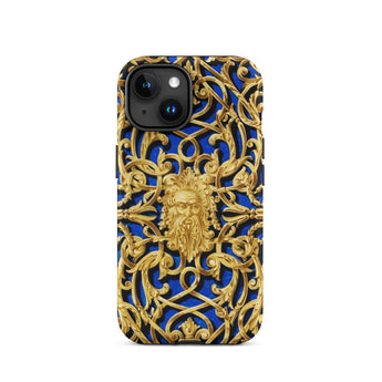 Open-work Panel - Matthew Digby Wyatt Phone Case Iphone 15 / Matte Blue Gold Patterned Phone Case Matthew Digby Wyatt, Open-work Panel,