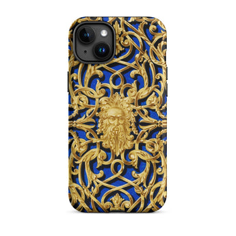 Open-work Panel - Matthew Digby Wyatt Phone Case Iphone 15 Plus / Matte Ornate Gold Blue Phone Case Matthew Digby Wyatt, Open-work Panel,