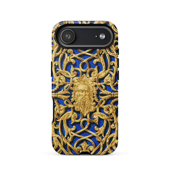 Open-work Panel - Matthew Digby Wyatt Phone Case Iphone 17 Air / Matte Gold Lion Head Phone Case Blue Background Intricate Matthew Digby