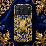 Open-work Panel - Matthew Digby Wyatt Phone Case Luxurious Gold Blue Ornate Phone Case Detailed Embossed Matthew Digby Wyatt, Open-work