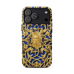 Open-work Panel - Matthew Digby Wyatt Phone Case Iphone 17 Pro Max / Matte Gold Lion Head Phone Case Intricate Blue Design Matthew Digby
