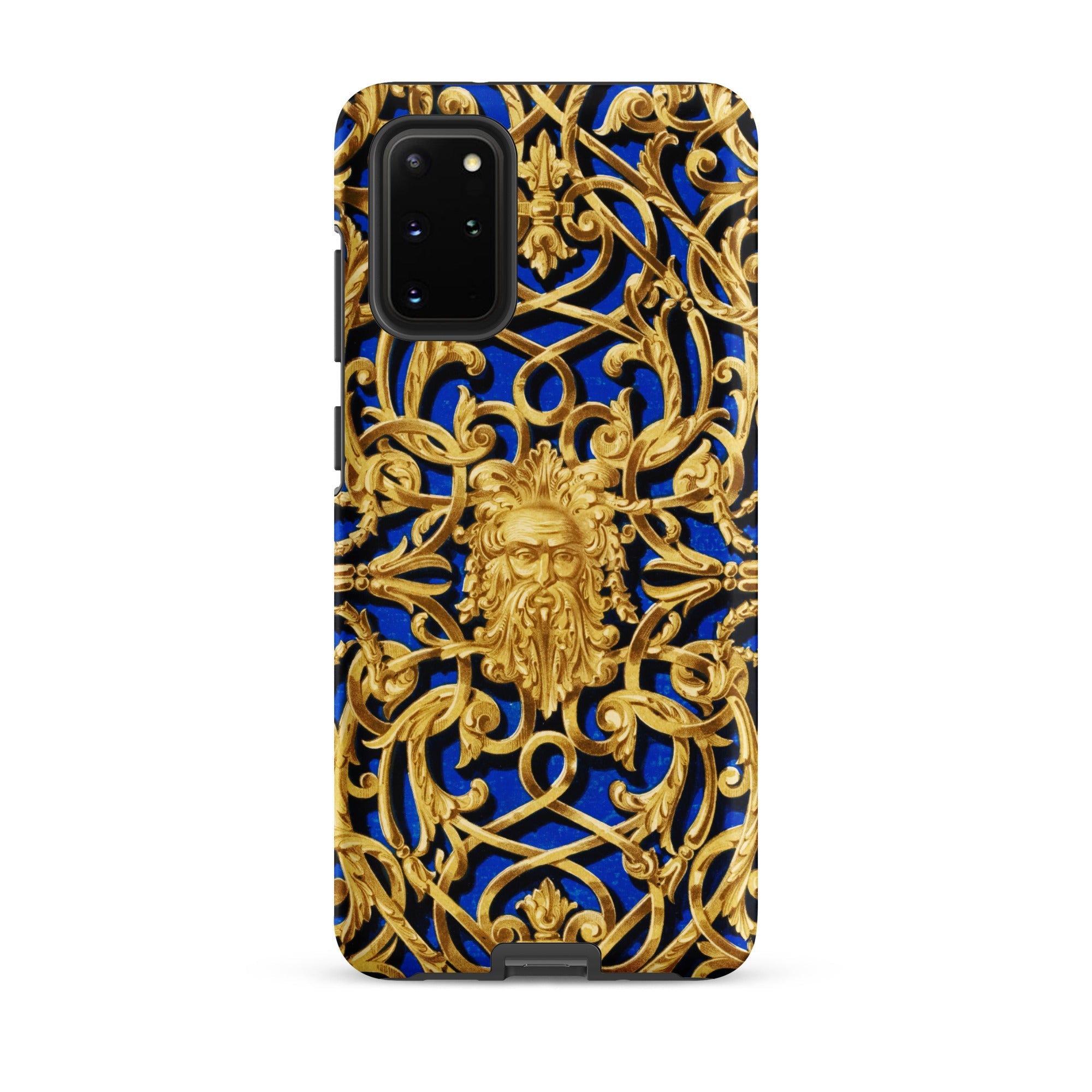 Open Work Panel Matthew Digby Wyatt Samsung Case, Galaxy S20 Plus / Matte, Blue Gold Ornate Phone Case Classical Face Design
