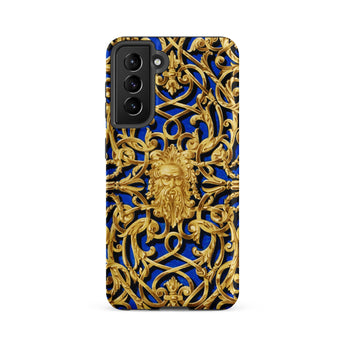 Open-work Panel - Matthew Digby Wyatt Samsung Case, Galaxy S21 Fe / Matte, Smartphone Case Ornate Blue Gold Pattern