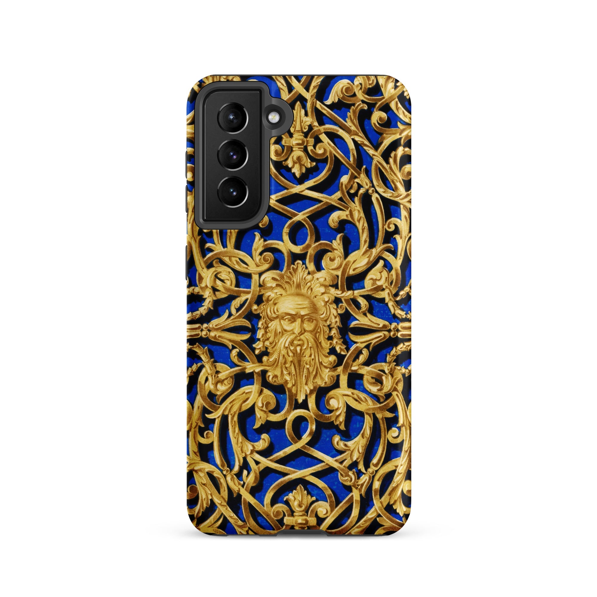 Open Work Panel Matthew Digby Wyatt Samsung Case, Galaxy S21 / Matte, Smartphone Blue Gold Baroque Patterned Case Decorative Bearded