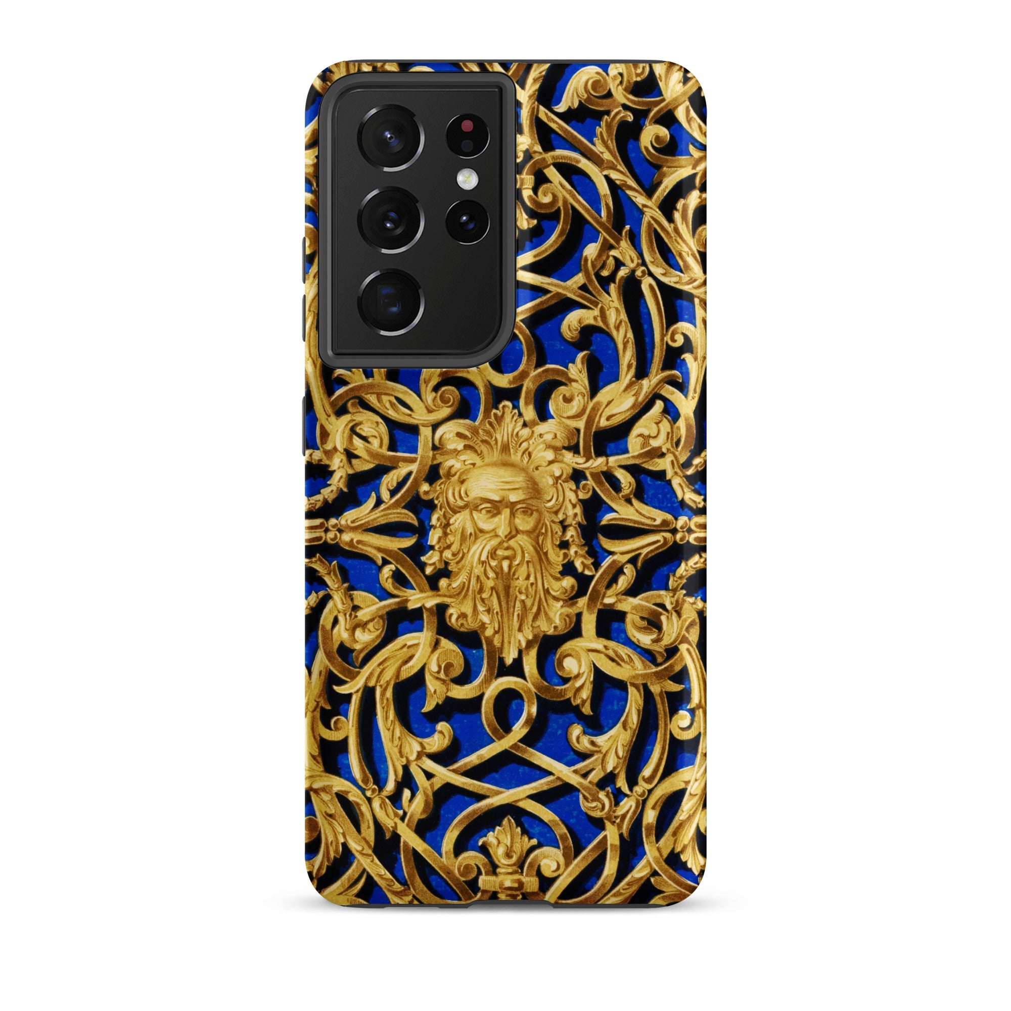 Open Work Panel Matthew Digby Wyatt Samsung Case, Galaxy S21 Ultra / Matte, Smartphone Case Gold Baroque Pattern Central Medusa Head